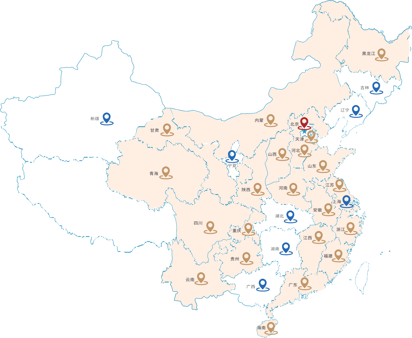 广荣科技的产品覆盖地图